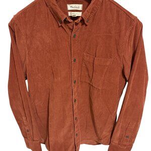 Madewell Perfect Fit Orange Corduroy Shirt Mens Medium Long Sleeve Button